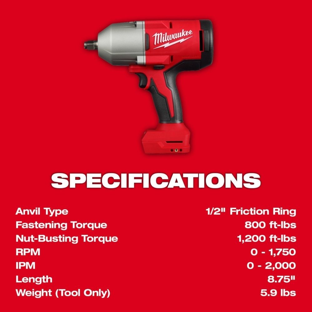 Milwaukee 2666-20 M18 Brushless 1/2" High Torque Impact Wrench w/ Friction Ring - Image 4