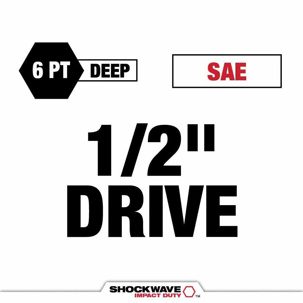 Milwaukee 49-66-6802 Shockwave Impact Duty Socket 1/2" Drive 15-Piece SAE Packout Set - Image 4