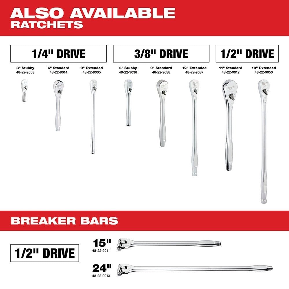 Milwaukee 48-22-9486 1/4" & 3/8” 106pc Ratchet and Socket Set in PACKOUT - SAE & Metric - Image 12