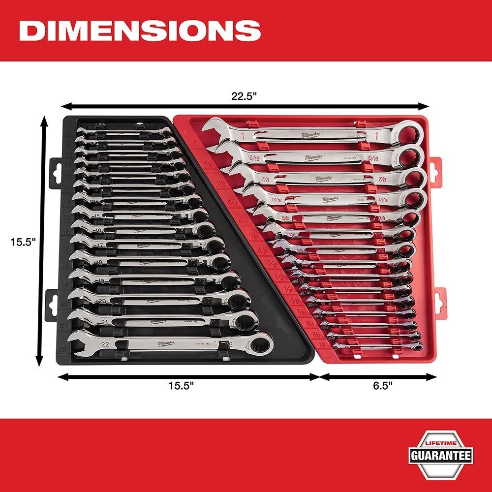 Milwaukee 48-22-9516 15 Piece Ratcheting Combination Wrench Set - Metric - Image 4