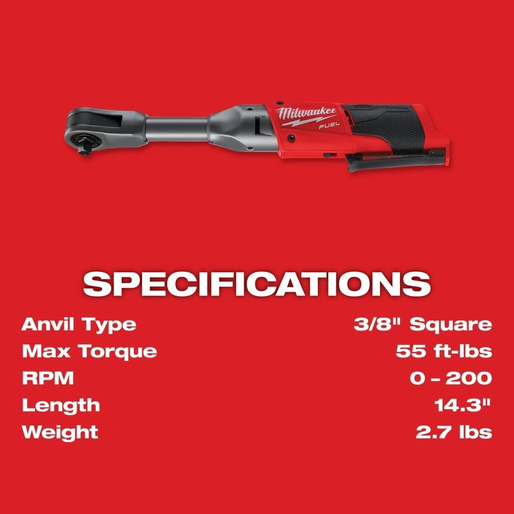 Milwaukee 2560-20 M12 FUEL 3/8" Extended Reach Ratchet, Bare Tool - Image 8