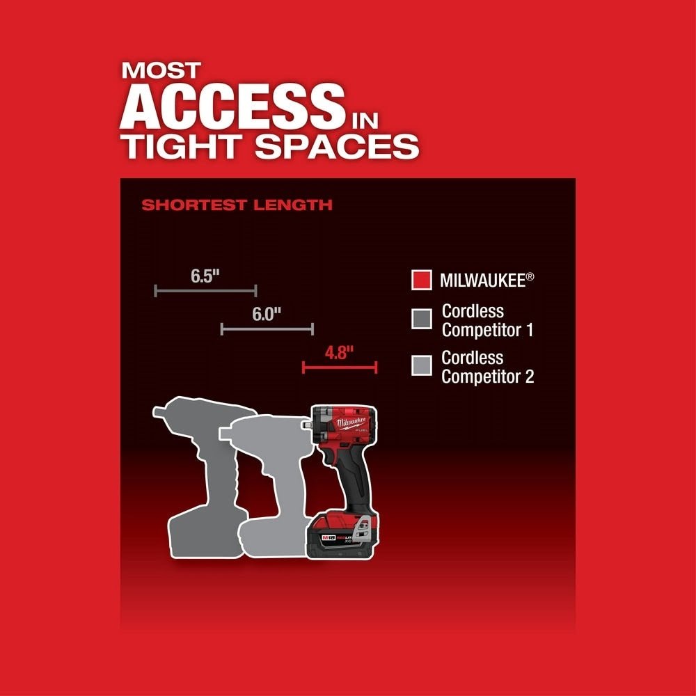Milwaukee 2854-20 M18 FUEL 3/8" Compact Impact Wrench w/ Friction Ring Bare Tool - Image 5