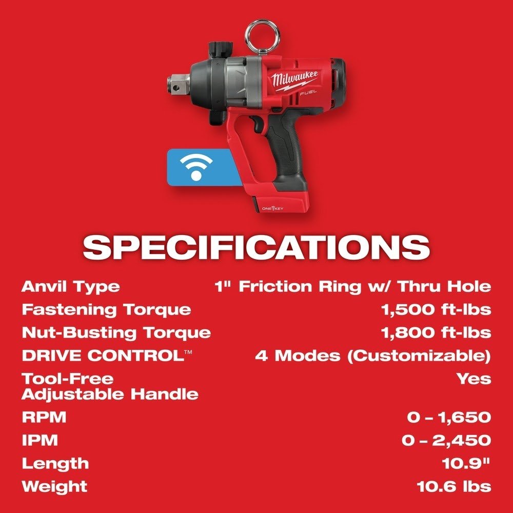Milwaukee 2867-20 M18 FUEL 1" HTIW Impact Wrench w/ ONE-KEY Bare Tool - Image 8