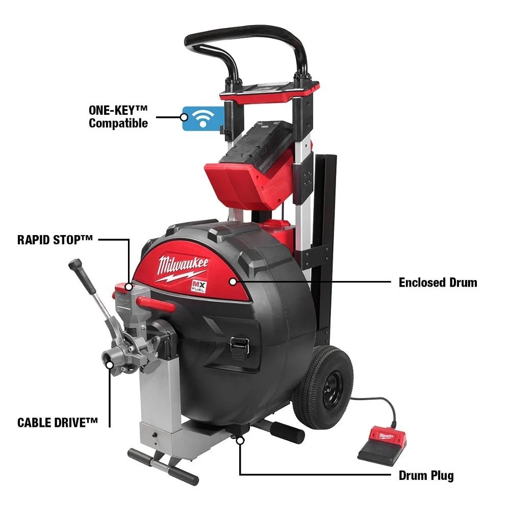 Milwaukee MXF500-1CP MX FUEL Sewer Drum Machine Drain Cleaner Kit w/ Battery - Image 11