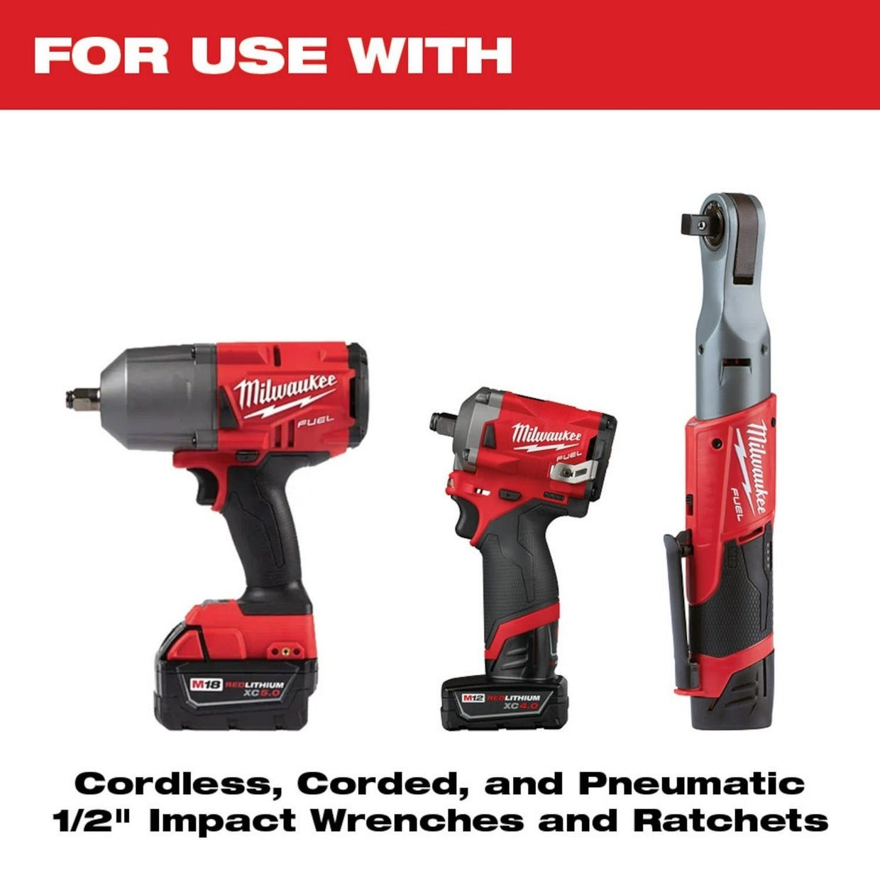 Milwaukee 49-66-7833 SHOCKWAVE Impact Duty 1/2 Drive SAE & Metric 11PC Lug Nut Wheel Socket Set - Image 7
