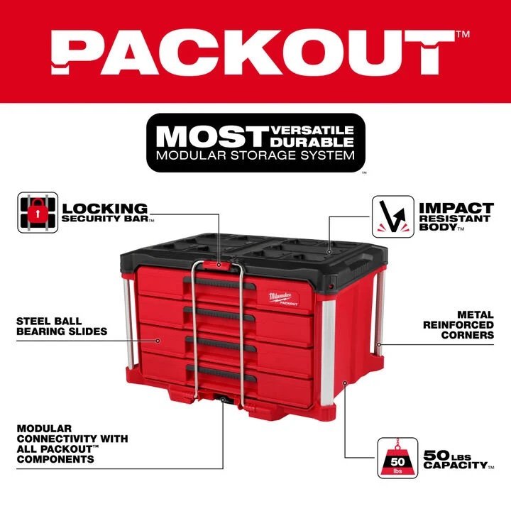 Milwaukee Master Mechanics Hand Tool Set with PACKOUT Drawers and Dolly, 366 Pieces - Image 10